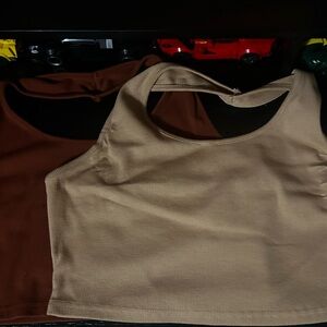 Auburn and Tan Women's Halter Crop Tops